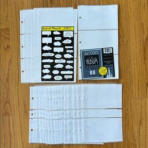 White 4x6 Photo Album Refill Pockets;Total-33 pages-(17 hold 2 photos;16 hold 3)